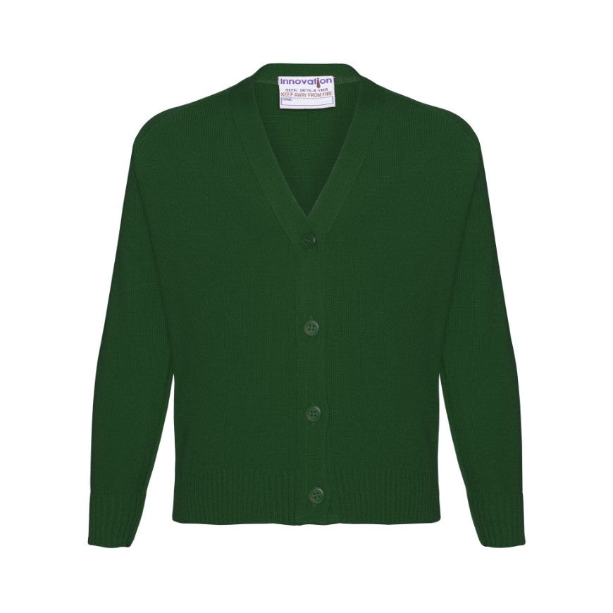 Knitted Cardigan - Bottle Green - Plain