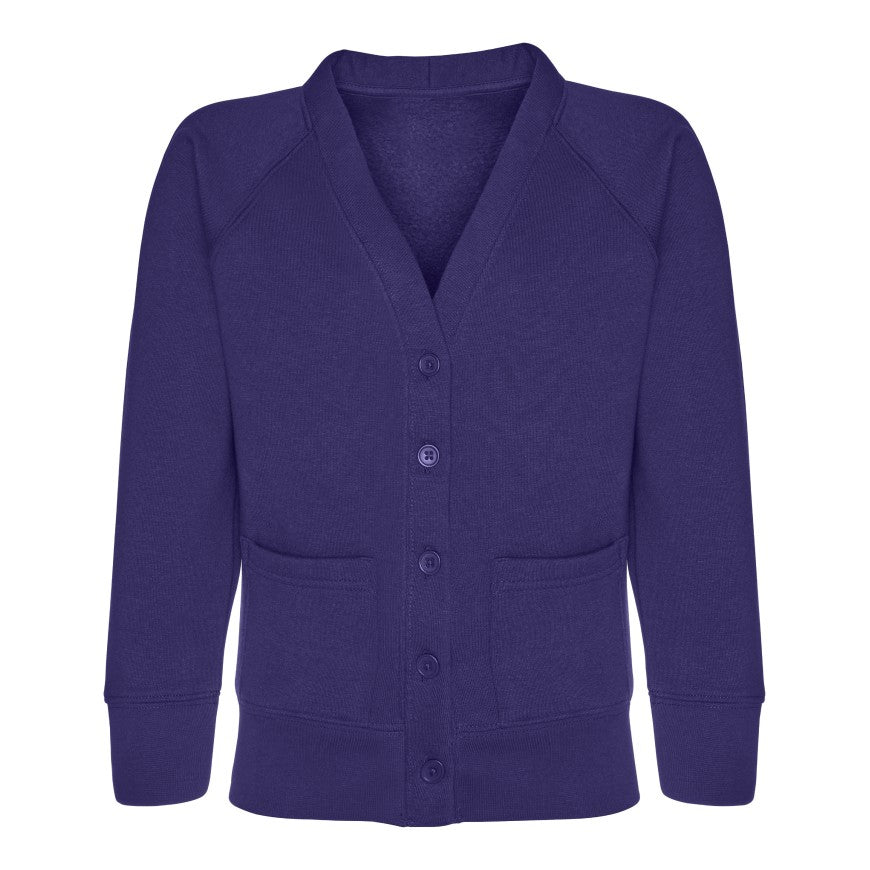 Sweatshirt Cardigan - Age 2 - 11 - Plain - Purple