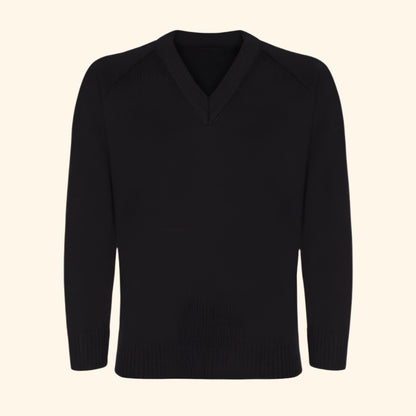 Black vneck-knitted Jumper